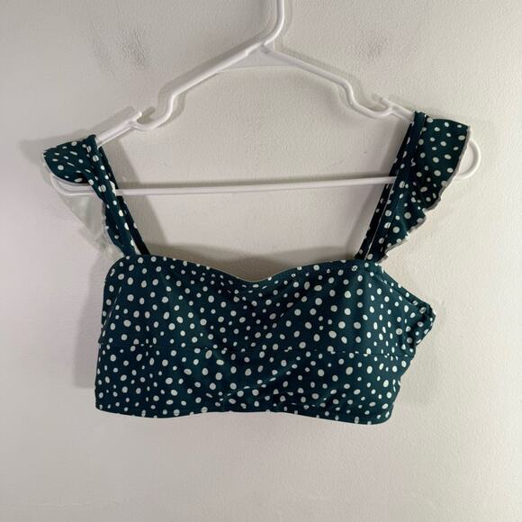 Summersalt Oasis Teal White Polka Dot Ruffle Bikini Top Size 8 - Picture 2 of 7